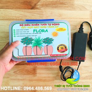 Bộ điều khiển tưới tự động FLORA (dùng điện + bơm tăng áp 90W)(adapter 220V-12V)