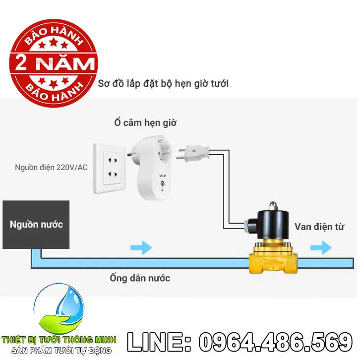 Bộ van nước hẹn giờ dùng điện tưới tự động ATA Mã: TĐ-02